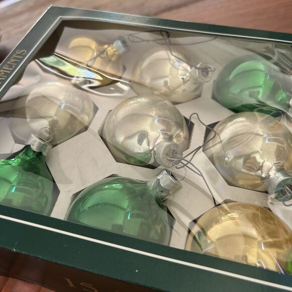 Vintage Rauch Glass Christmas Ornaments Silver Gold Green Lot of 15 - Picture 2 of 4